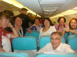 Gringa, Celia, Sueli, Iris, Maria, Anita e Moacir no voo para Istambul.
