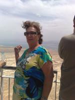 Na fortaleza de Masada, ao fundo o Mar Morto.