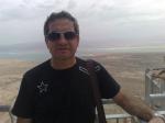Na fortaleza de Masada, ao fundo o Mar Morto.
