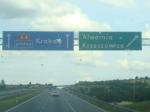 Placa da estrada polonesa a caminho de Cracóvia.