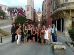 Grupo antes do jantar com show na Torre Gálata (ao fundo), em Istambul.