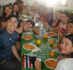 Antes da saída, pausa para o almoço no Centro Diocesano de Javier.