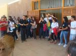 Jovens na saída do Centro Diocesano de Javier com destino a Pamplona.