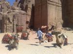 Camilla e os camelos em Petra.