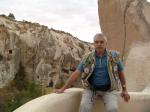 Araujo na Aldeia de Goreme, na Capadócia.