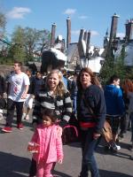 Carol, Marlova e Tuka na Terra do Harry Potter, na Island of Adventure.