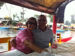 Teca e Antonio no almoço no barco em Xochimilco.