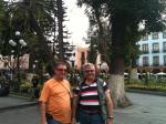 Puhl e Ivan na Praça Central de Puebla.