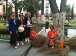 Humilde, Nilva e Derva na Praça Central de Puebla.