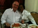 Lúcio e Maria Lúcia jantando no hotel em Jerusalém.