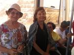 Odilla, Helenita e Odete no teleférico, subindo para Masada.