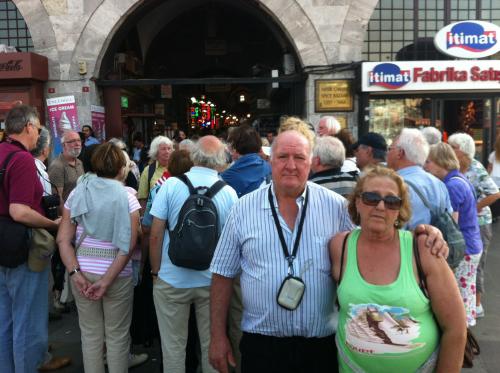 Durante a visita ao Mercado das Especiarias em Istambul.