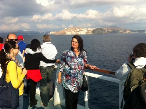 Chegando em Santorini.