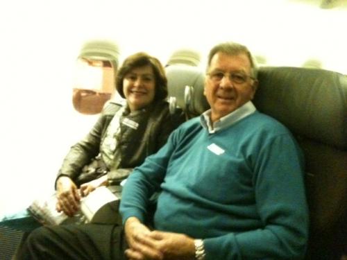 Sandra e Paulo em voo da Turkish para Istambul.