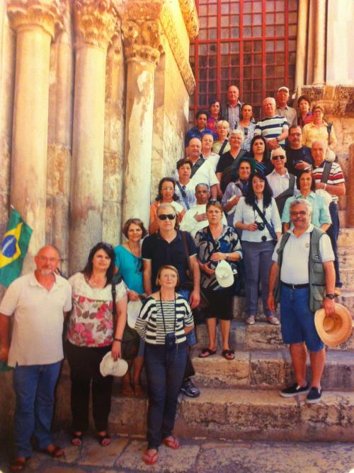 Grupo na foto oficial do Santo Sepulcro.