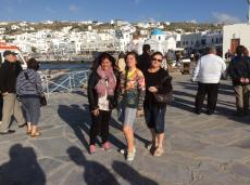 Chegada para passear em Mykonos