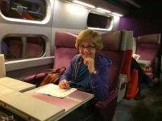 No trem TGV a caminho de Paris